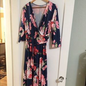 Floral Mock wrap maxi dress